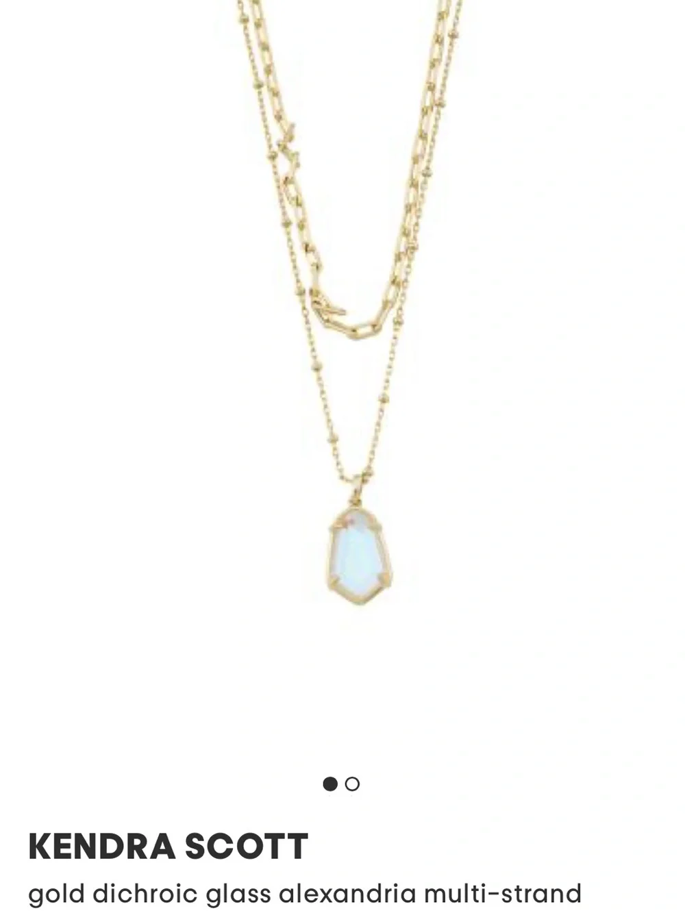Kendra Scott Gold Layered Necklace with Blue Alexandria Pendant - Picture 2 of 4